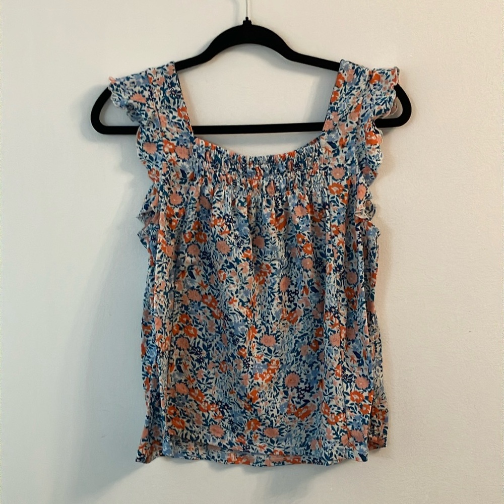 Floral Ruffle Sleeve Top